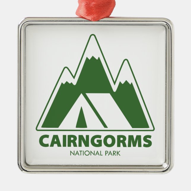 Ornement Carré Argenté Cairngorms National Park Mountains Camping (Devant)