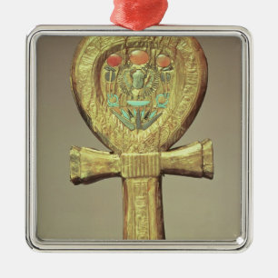 Ornement Carré Argenté Caisse de miroir sous forme d'ankh
