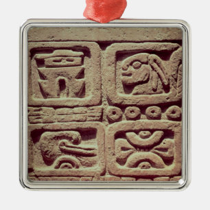 Ornement Carré Argenté Calendrier avec quatre glyphs, Toltec