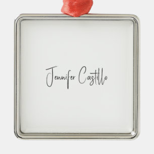 Ornement Carré Argenté Calligraphie minimaliste noire blanche