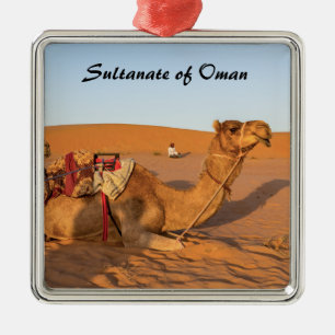 Ornement Carré Argenté Camels dans le désert d'Oman