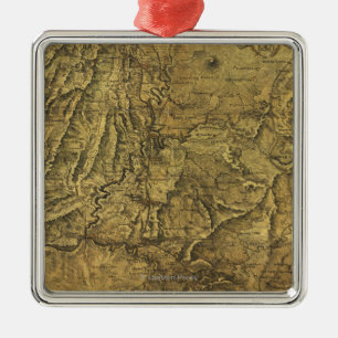 Ornement Carré Argenté Campagne d'Atlanta - carte panoramique de guerre