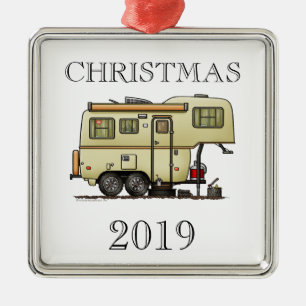 Ornement Carré Argenté Camper RV Scamp Fifth Wheel