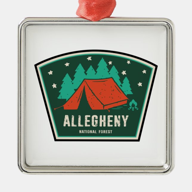 Ornement Carré Argenté Camping forestier national Allegheny (Devant)