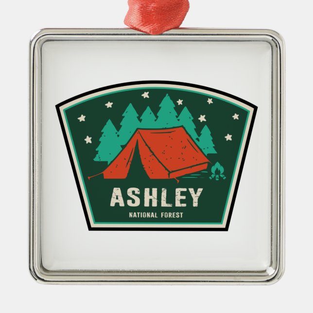 Ornement Carré Argenté Camping forestier national Ashley (Devant)