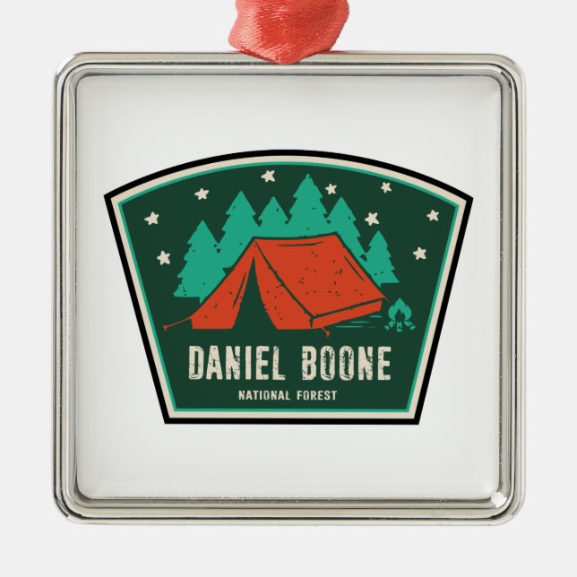 Ornement Carré Argenté Camping forestier national Daniel Boone (Devant)