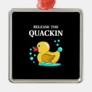 Ornement Carré Argenté Canard - Relâchez Le Quackin