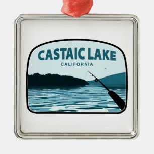 Ornement Carré Argenté Canne à pêche du lac Castaic Californie