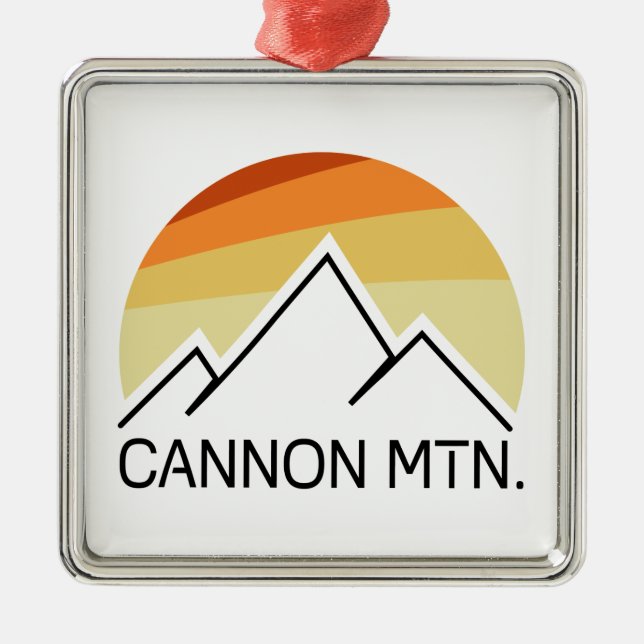 Ornement Carré Argenté Cannon Mountain New Hampshire Retro (Devant)