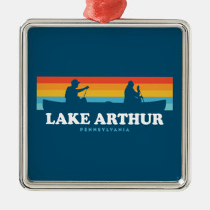 Ornement Carré Argenté Canot du lac Arthur Pennsylvanie