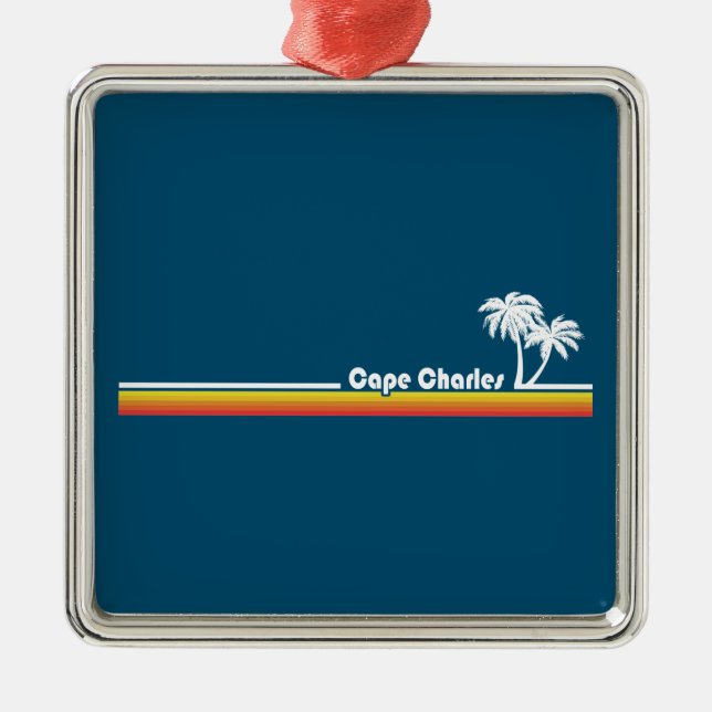 Ornement Carré Argenté Cape Charles Beach Virginia (Devant)