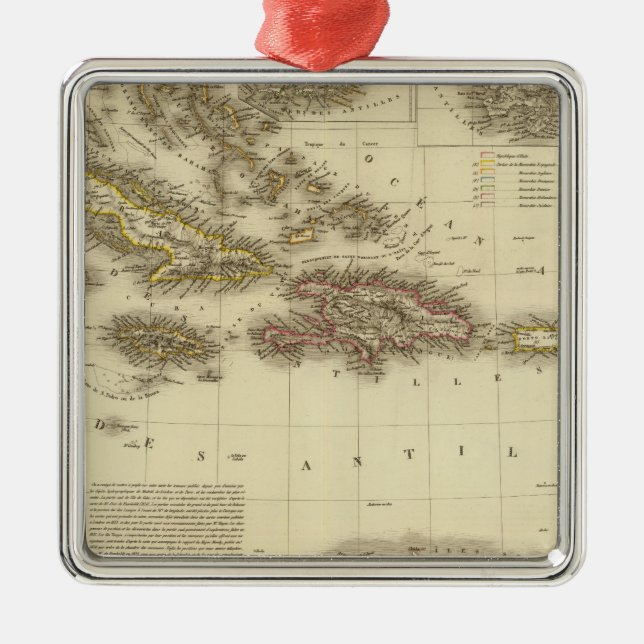 Ornement Carré Argenté Caraïbes et les Antilles (Devant)