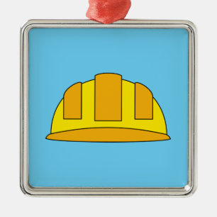 Ornement Carré Argenté Caricature de Casquette dur jaune