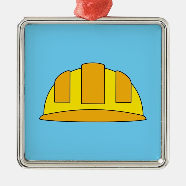 Ornement Carré Argenté Caricature de Casquette dur jaune (Devant)
