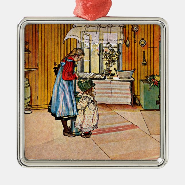 Ornement Carré Argenté Carl Larsson painting (Devant)