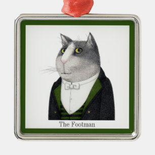 Ornement Carré Argenté CARRÉ Premium CAT FOOTMAN + Texte