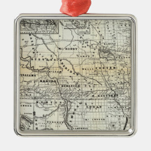 Ornement Carré Argenté Carte correcte du Dakota