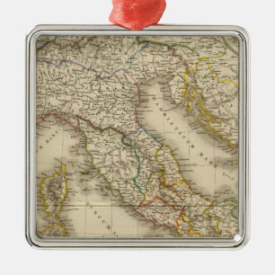 Ornement Carré Argenté Carte d'atlas de Rome