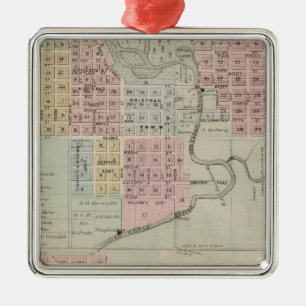Ornement Carré Argenté Carte d'Austin, comté de faucheuse, Minnesota