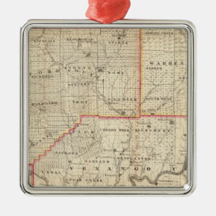 Ornement Carré Argenté Carte de la région pétrolière de Pennsylvanie