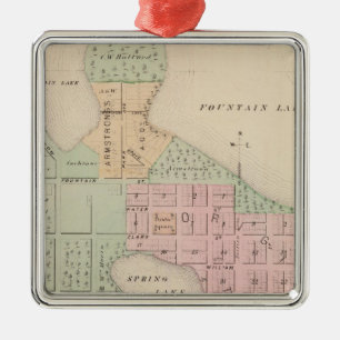 Ornement Carré Argenté Carte de la ville d'Albert Lea, Minnesota