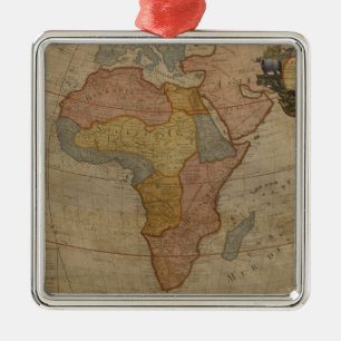Ornement Carré Argenté Carte de l'Afrique   1700