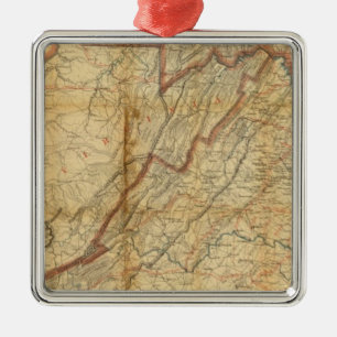 Ornement Carré Argenté Carte de l'état de Virginie