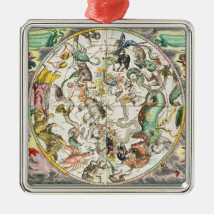 Ornement Carré Argenté Carte de l'hémisphère sud, 'du Celestia