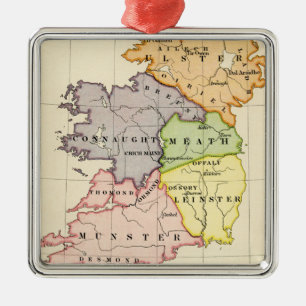 Ornement Carré Argenté Carte de l'Irlande
