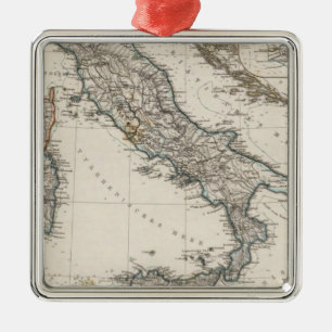 Ornement Carré Argenté Carte de l'Italie par Stieler