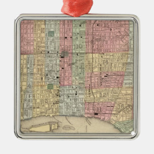 Ornement Carré Argenté Carte de Philadelphie par Mitchell