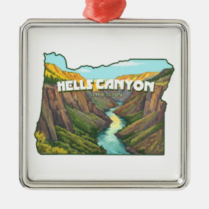 Ornement Carré Argenté Carte du canyon Hells Oregon