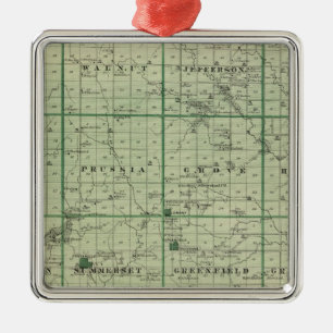 Ornement Carré Argenté Carte du comté d'Adair, état de l'Iowa