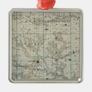 Ornement Carré Argenté Carte du comté de Keokuk, état de l'Iowa