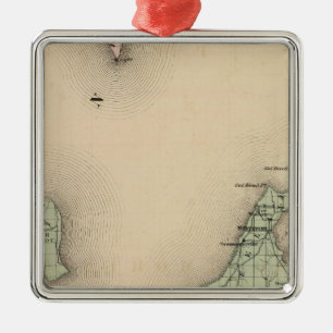 Ornement Carré Argenté Carte du comté de Leelanau, Michigan