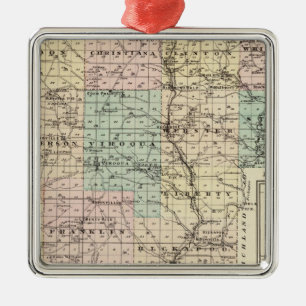 Ornement Carré Argenté Carte du comté de Vernon, Arcadie et de Viroqua