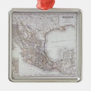 Ornement Carré Argenté Carte du Mexique 2