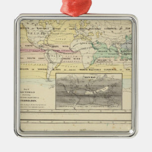 Ornement Carré Argenté Carte du monde