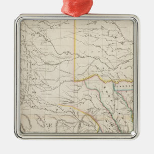 Ornement Carré Argenté Carte du Texas