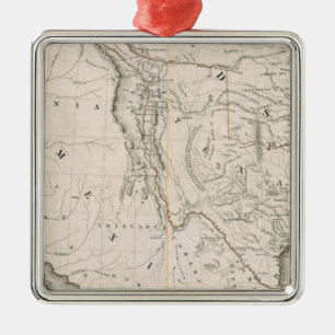 Ornement Carré Argenté Carte du Texas et les pays limitrophes