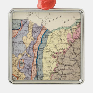 Ornement Carré Argenté Carte géologique de l'Ohio