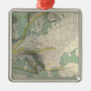 Ornement Carré Argenté Carte l'Europe de Hyetographic