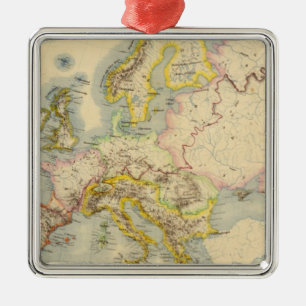Ornement Carré Argenté Carte orographique de l'Europe