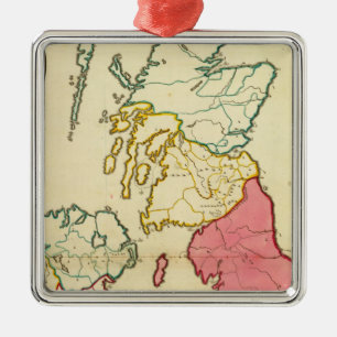 Ornement Carré Argenté Carte plaine des îles britanniques