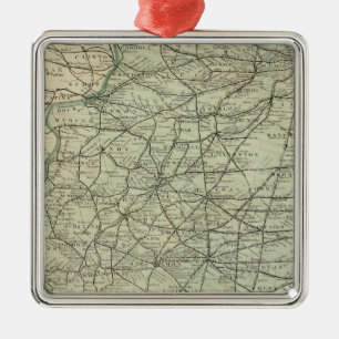 Ornement Carré Argenté Carte routière officielle de l'Illinois