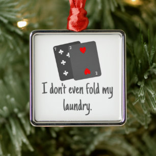 Ornement Carré Argenté Cartes de poker Humour nouveauté Cadeau