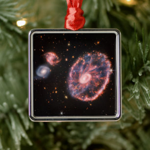 Ornement Carré Argenté Cartwheel Galaxy, James Webb Télescope Spatial