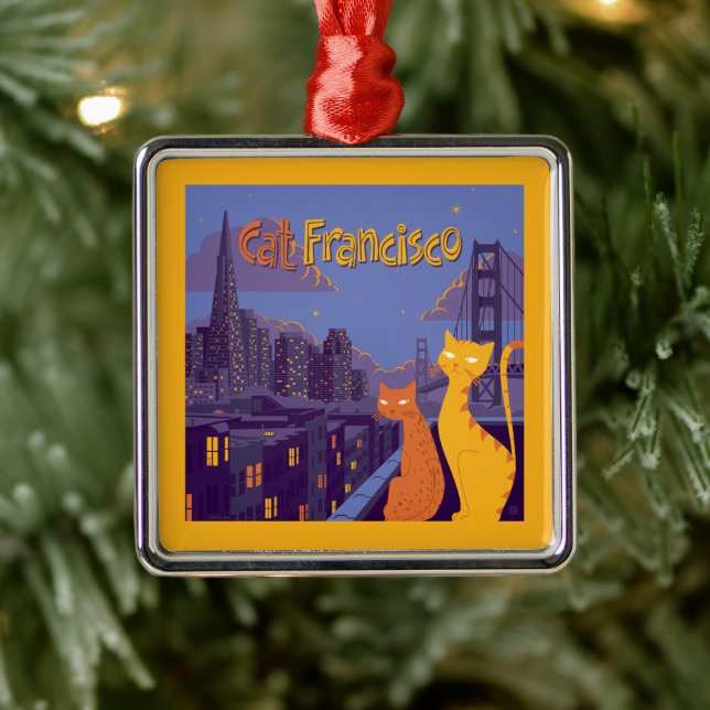 Ornement Carré Argenté Cat Francisco (Arbre)