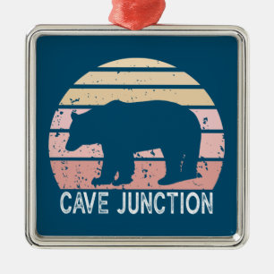 Ornement Carré Argenté Cave Junction Oregon Retro Bear