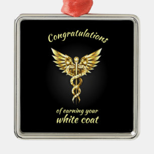 Ornement Carré Argenté Cérémonie du manteau blanc Gold Médicale
